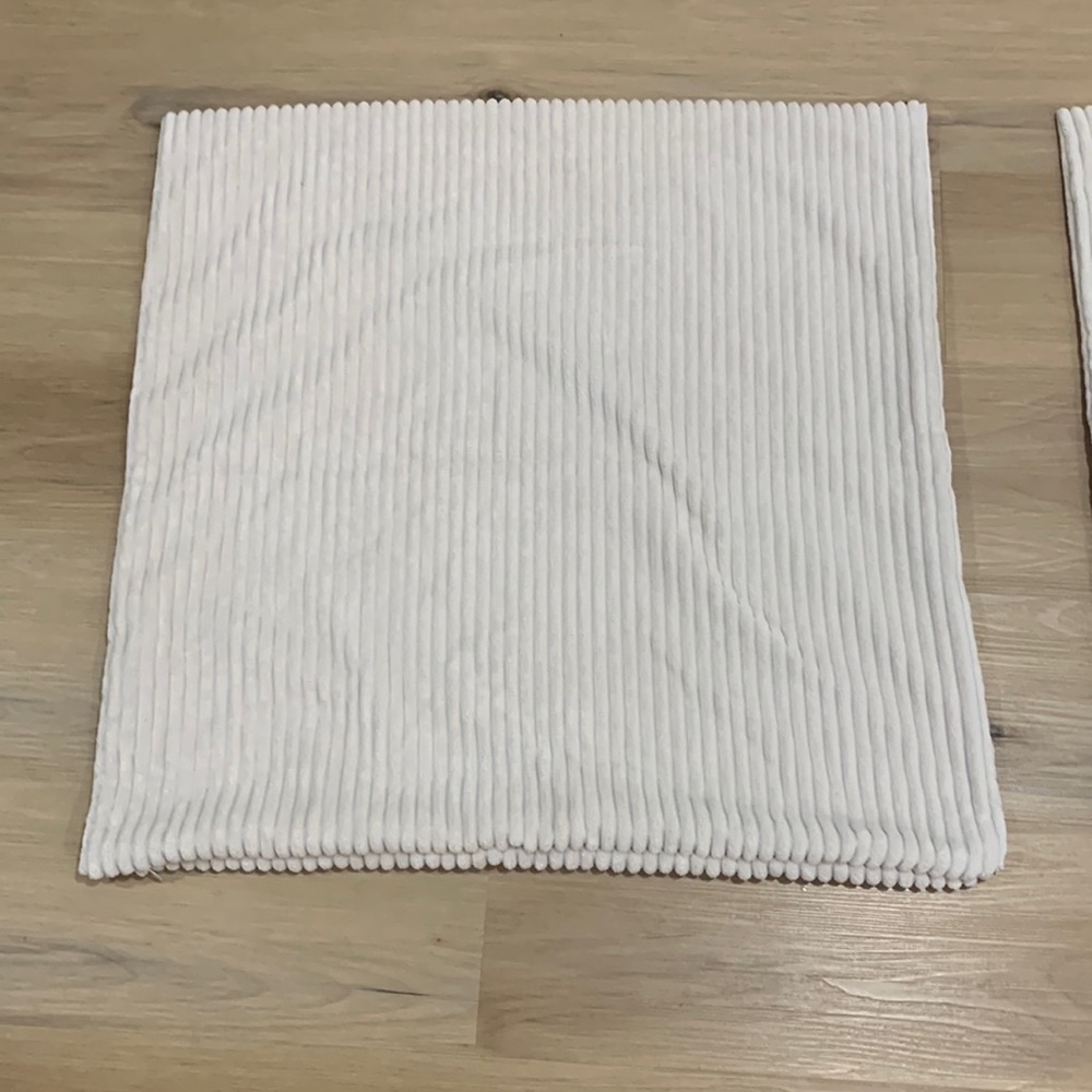 2 Off White Ribbed Euro Pillow Covers
